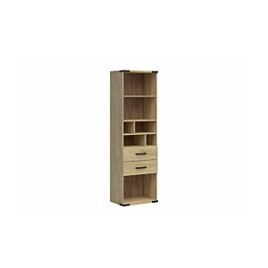 Bibliothèque LARA Avec 2 Tiroirs + 7 Niches - Chêne