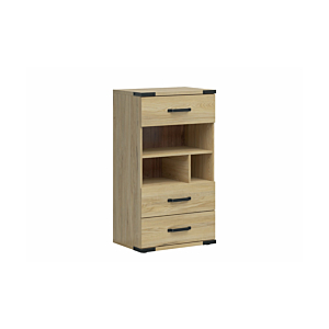 Commode LARA Avec 3 Tiroirs + 3 Niches - Chêne