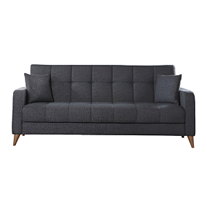 Canapé Lit Latika Avec 2 Coussins Et Coffre - Gris Foncé