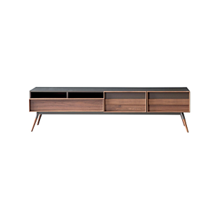 Grand Meuble TV FLEMENS - Taupe / Chêne Soldes été vague 2