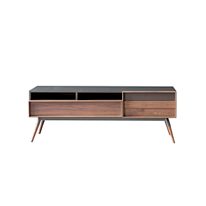 Meuble TV FLEMENS - Taupe / Chêne Soldes été vague 2