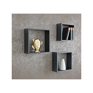 Set de 3 Etagères SHELVY - Gris Étagères et bibliothèques rangements