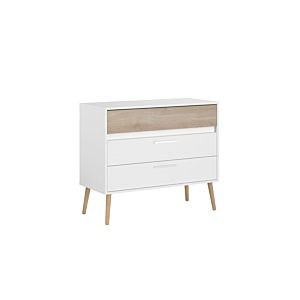 Commode AALBORG Avec 3 Tiroirs - Blanc / Chêne Chambre double