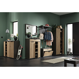 Commode SEGNO Avec 3 Portes - Chêne / Anthracite