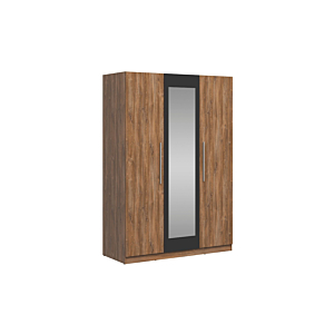 Armoire MATRINA 2 Avec 3 Portes Et 1 Miroir - Chêne / Noir