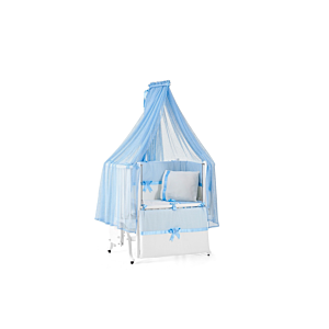 Berceau MOOD 50x90cm Avec Matelas Et Moustiquaire - Blanc/Bleu