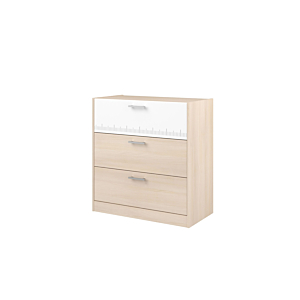 Commode CHARLY Avec 3 Tiroirs - Chêne / Blanc Chambre enfant