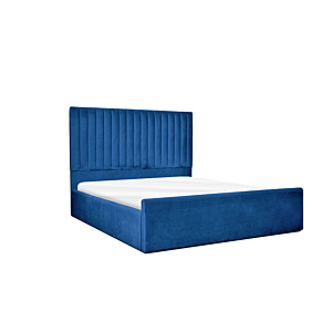 Lit Tapissé Madeira En Velours 140X190Cm - Bleu Royal