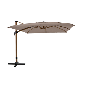Parasol Déporté Rotatif ROOF Effet Bois - Taupe Meubles jardin
