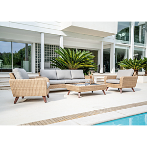 Set De Salon Royal RIVIERA 3+1+1 Avec Table - Gris / Miel Soldes été vague 2