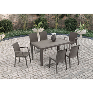 Set Table Rectangulaire Urano + 6 Chaises - Taupe