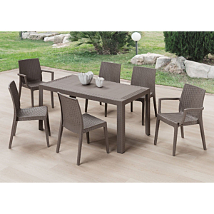 Set Table Rectangulaire Urano + 6 Chaises - Taupe