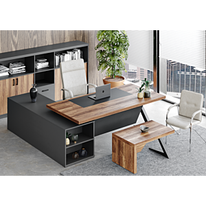 Bureau Directionnel Droit OSCAR Z - Chêne / Gris 