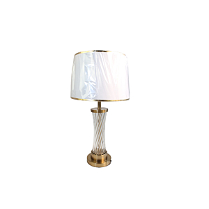 Lampe De Table En Verre 33x62cm - Blanc / Doré Lampe de table