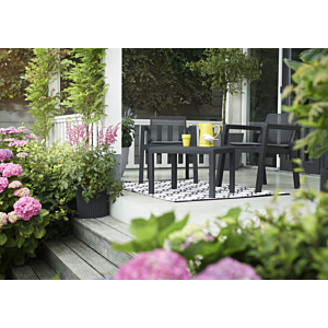 Set Balcon Emily Table Basse + 2 Chaises Avec Accoudoirs - Gris Graphite