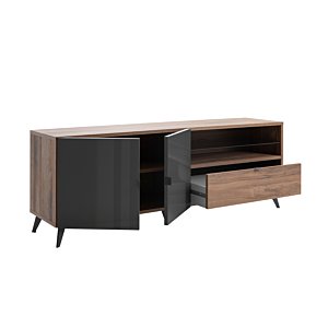 Meuble TV INFINITO - Gris Anthracite / Marron