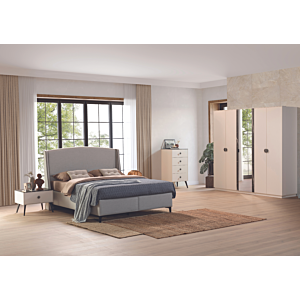 Lit Coffre NIA 160x200cm - Gris Clair / Noir