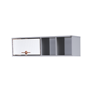 Etagere Murale AIDA 1 Tiroir 2 Niche - Gris / Blanc 