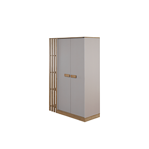 Armoire HUGA 2 Portes 4 Niches - Beige / Chêne