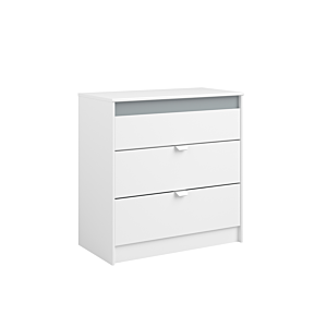 Commode PIROUETTE 3 Tiroirs - Blanc / Gris / Rose