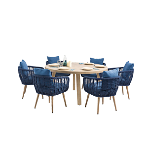 Set Table Avec 6 Chaises APPLE - Bleu