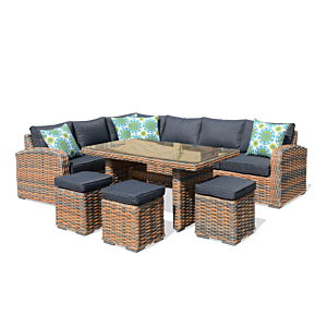 Coin Jardin 6 Places + 3 Poufs CHAHINE - Gris