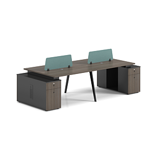 Bureau WORKSTATION RESPECT 4 Places - Marron / Gris