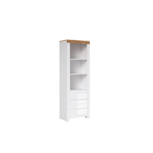 Bibliothèque HOLTEN 3 Tiroirs + 3 Niches - Chêne / Blanc