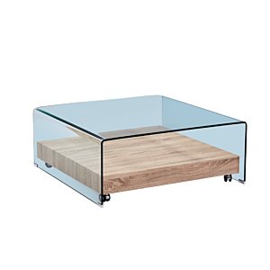 Table Basse Carrée KINSHASA Avec Niche - Blanc / Beige