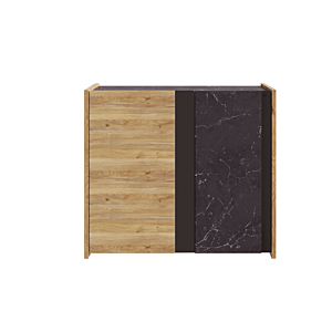 Commode WHAKATANE 2 Portes - Chêne / Marbre Noir