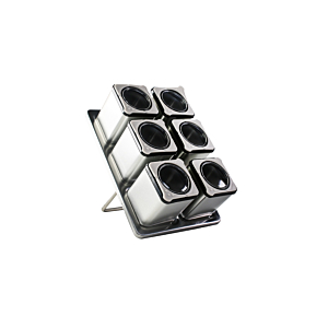 Set De 6 Pots à épices Avec Support + Couvercle - Argenté Soldes été vague 2