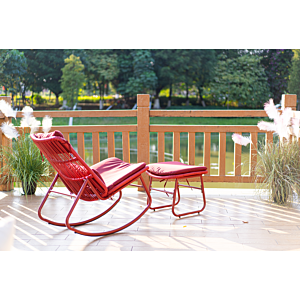Chaise Relax + Repose Pieds Alicia - Rouge
