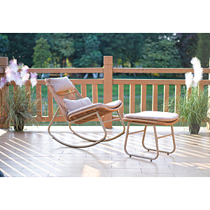 Chaise Relax + Repose Pieds Alicia - Taupe