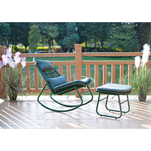 Chaise Relax + Repose Pieds Alicia - Vert
