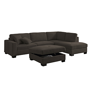 Canapé D'angle NOVA Avec Pouf - Marron