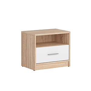 TABLE DE CHEVET BALDER 1TIROIR ET 1NICHE - Chêne / Blanc