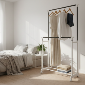 Chariot À Cintres Extensible Carré - Blanc