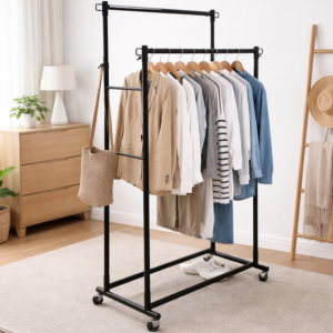 Chariot À Cintres Double Rail Pacheco - Noir / Chromé