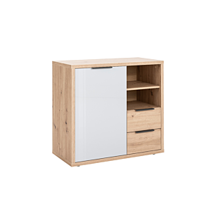 COMMODE VELATA 2 TIROIRS + 2NICHES ET 1PORTE - Chêne / Gris Chambre enfant