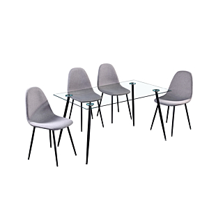Set table à manger DORA avec 4 chaises - Blanc