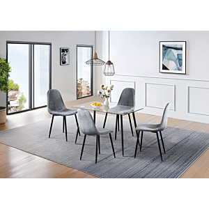 Set table à manger DORA avec 4 chaises - Blanc