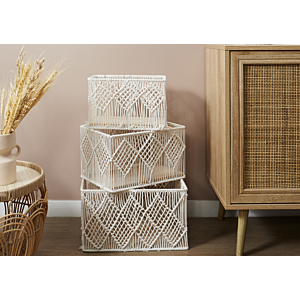 Lot De 3 PANIERS RECTANGULAIRE GIGOGNE - Beige