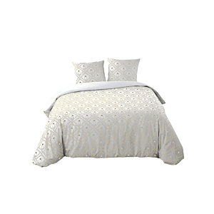 Parure De Lit 3 Pièces 240x220cm ALLOVER IZAC - Blanc / Or Promos printemps