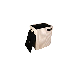 Panier Côtelé Avec Couvercle 33.5x24.5x42.5cm - Beige