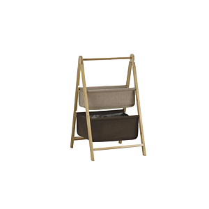 Echelle en bois avec deux paniers - Taupe Accessoires-rangements