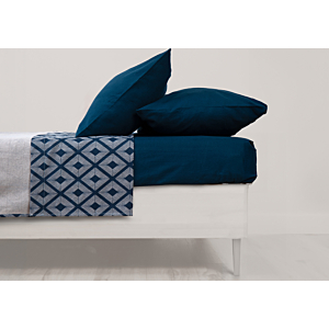 Drap Housse Uni Flanelle 90X200Cm - Bleu Marine