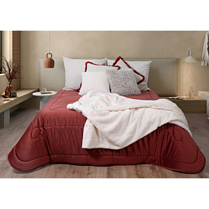 Couette Velvet Uni 260X240Cm - Bordeaux