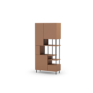Étagère PERLA 5 Portes - Terracotta / Noir