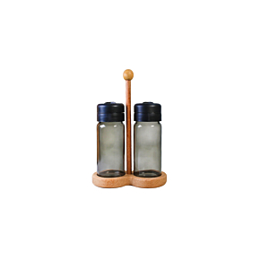 SET DE 2 POTS À ÉPICES AVEC SUPPORT - Noir Soldes été
