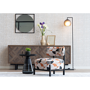 Fauteuil Fashion Aux Motifs Patchwork - Noir / Orange